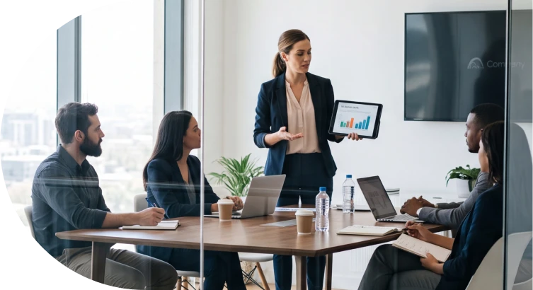 Equipe utilizando tecnologia para organizar processos e informações